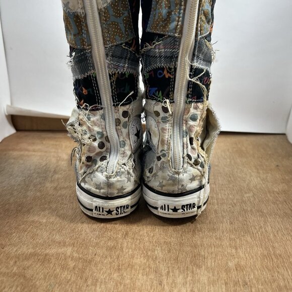 Converse Chuck Taylor Knee High Women Size 6 Patchwork Sneakers Back Zip - Picture 10 of 14